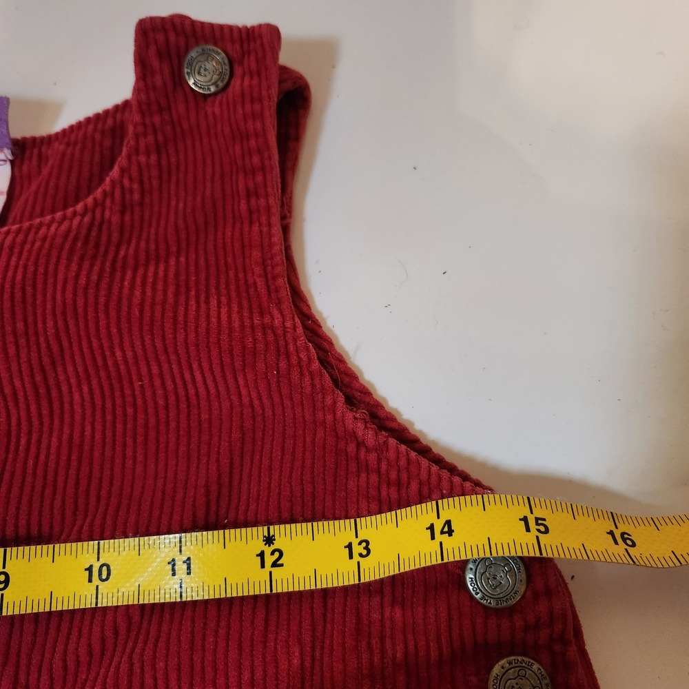 Disney Fall Winnie the Pooh Red Corduroy Jumper Dress Pooh & Piglet Toddler 3T - Picture 9 of 10